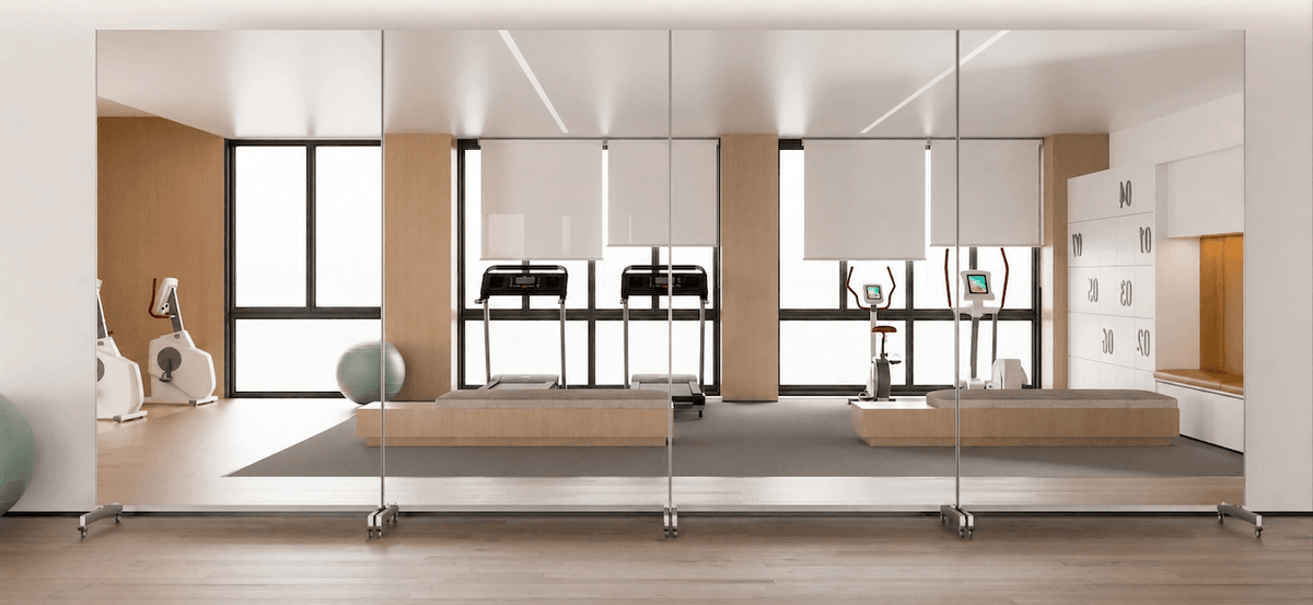 Wall of Plumi Wall mirrors on wheels