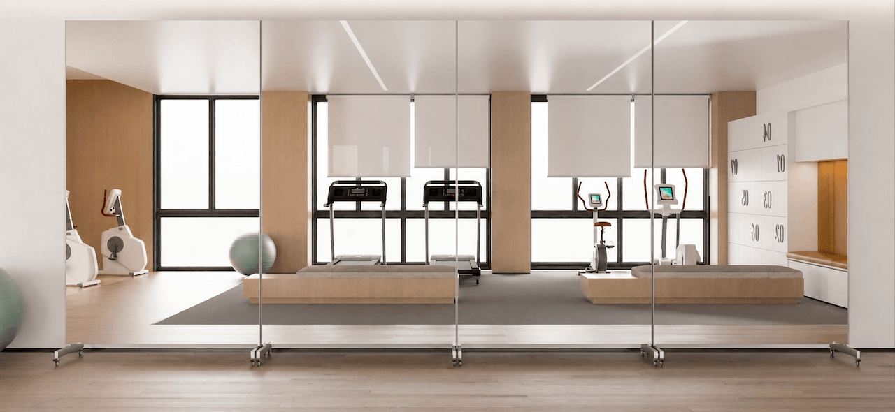 Wall of Plumi Wall mirrors on wheels